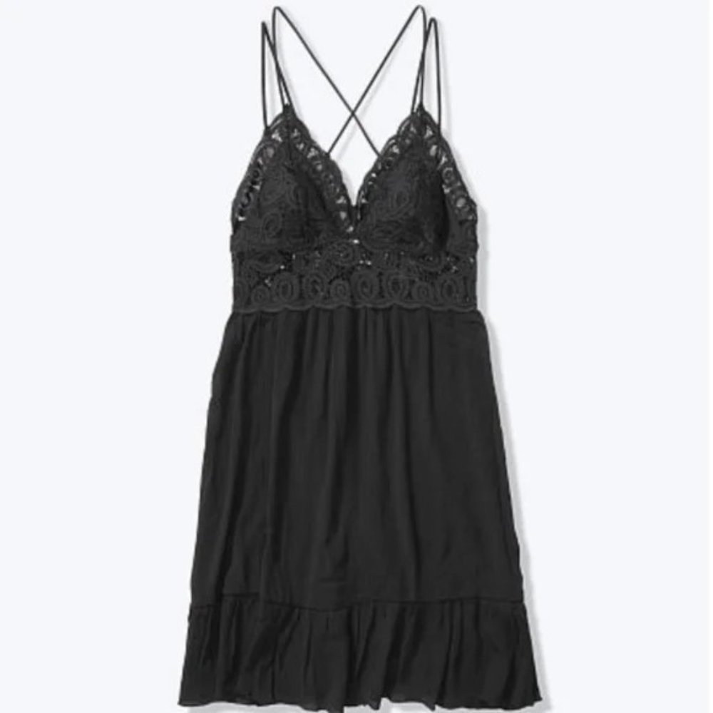 Victoria's Secret PINK crochet lace dress SIZE XL Black color